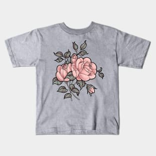 Vintage dusty rose floral Kids T-Shirt